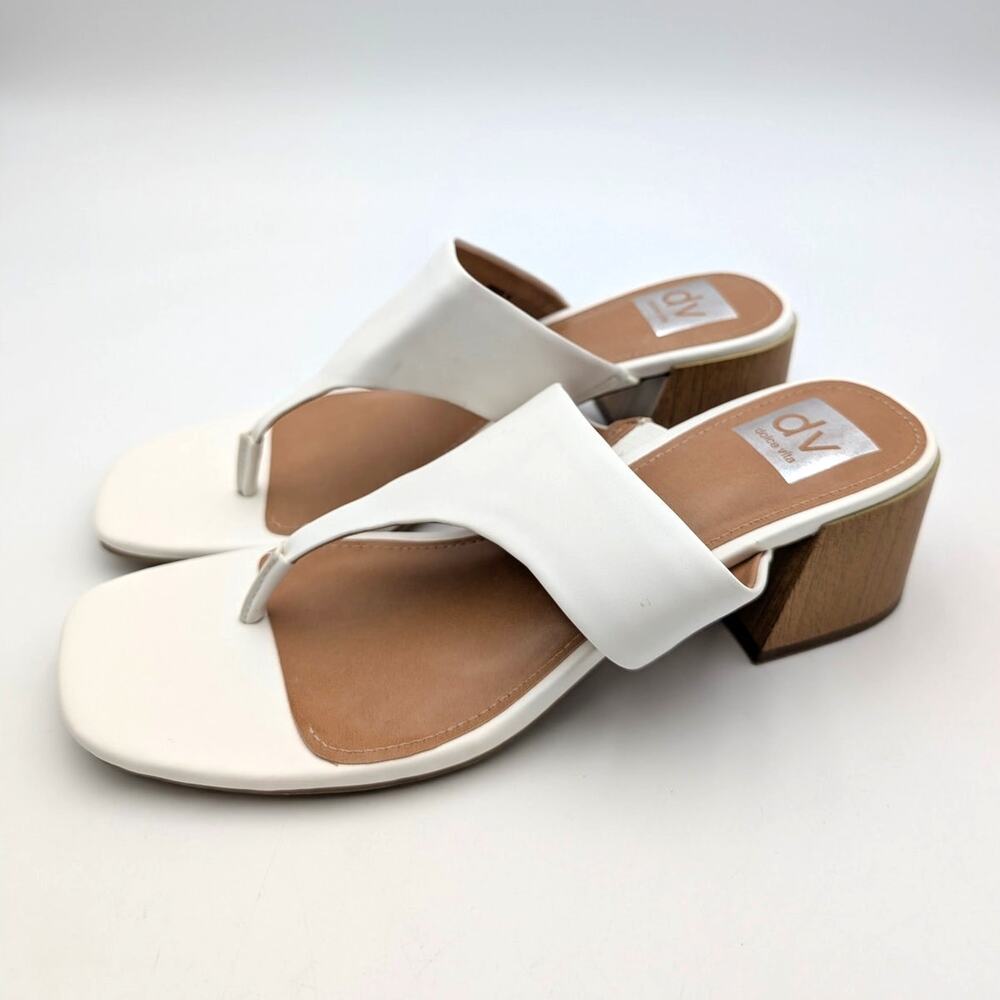 DV Dolce Vita Sammara Thong Block Heel Sandals Women's White Size US9 EU39.5